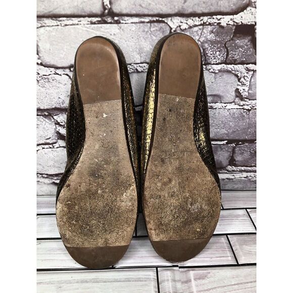 Lanvin Paris Gold Metallic Leather Snake Skin Print Ballet Flats Women Sz 39EU/8 - Picture 13 of 16